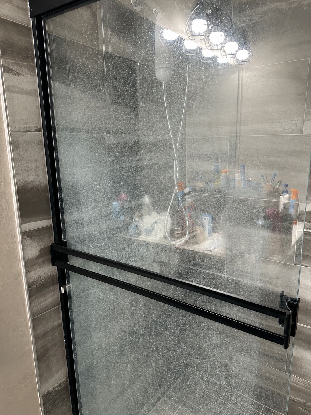 Shower glass detail after